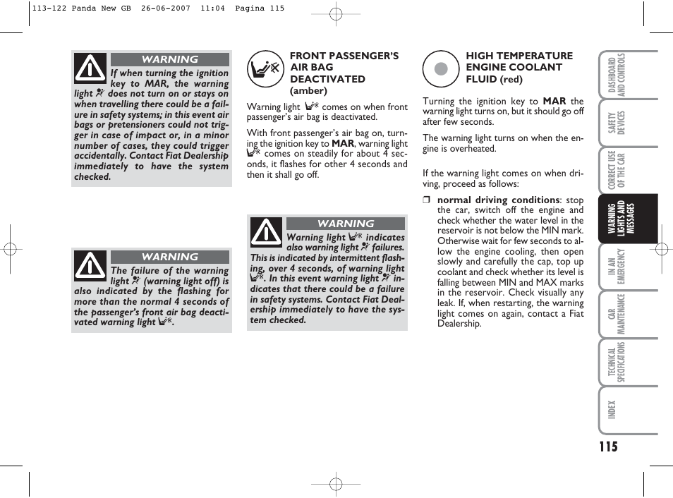 FIAT Panda Classic User Manual | Page 116 / 206