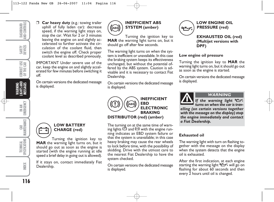 FIAT Panda Classic User Manual | Page 117 / 206