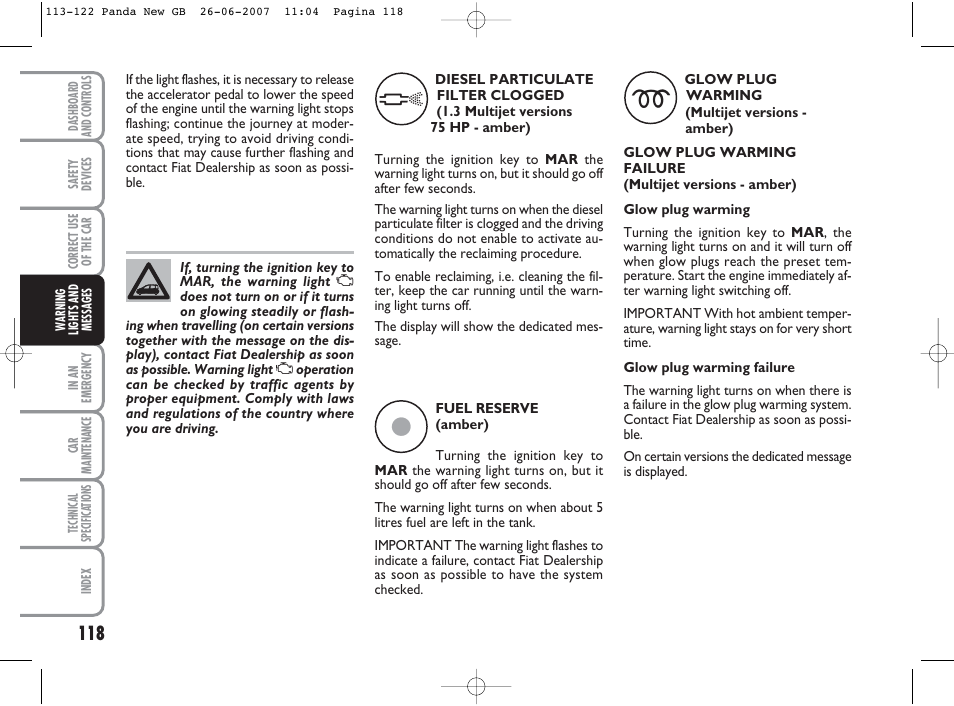 FIAT Panda Classic User Manual | Page 119 / 206