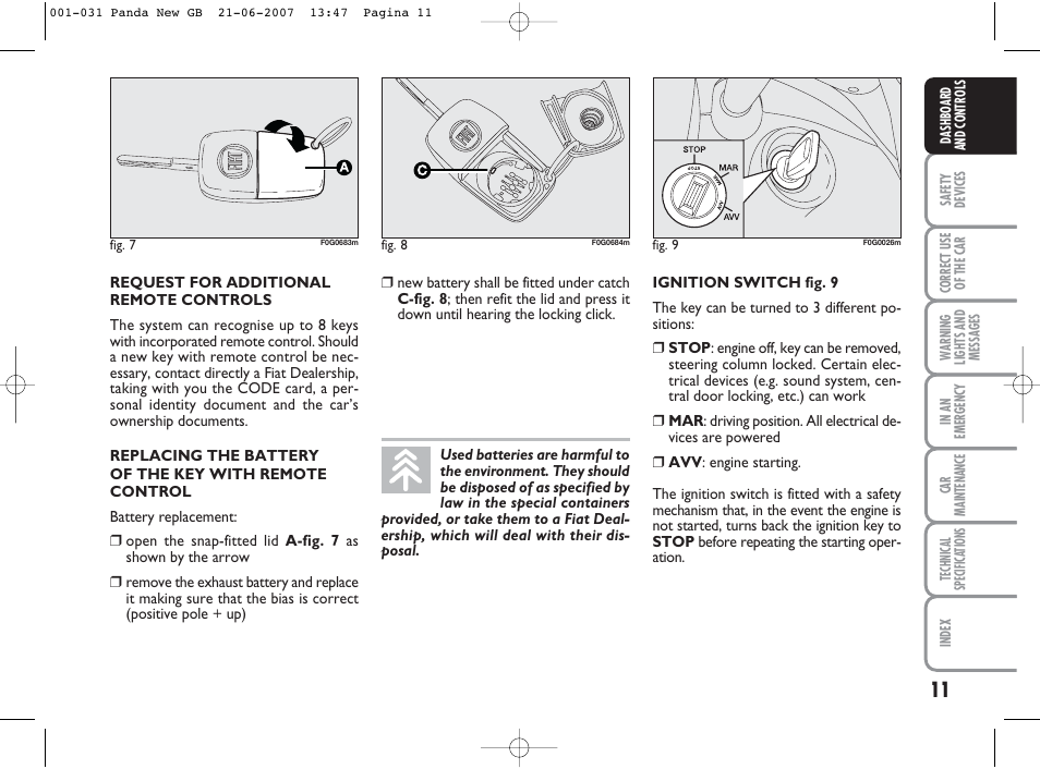 FIAT Panda Classic User Manual | Page 12 / 206