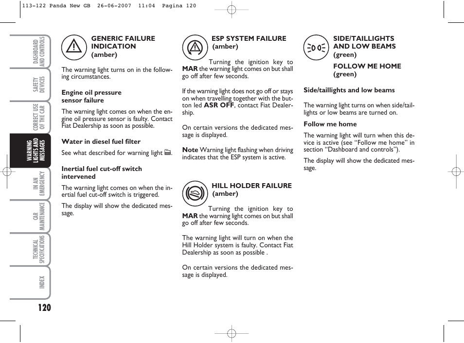 FIAT Panda Classic User Manual | Page 121 / 206