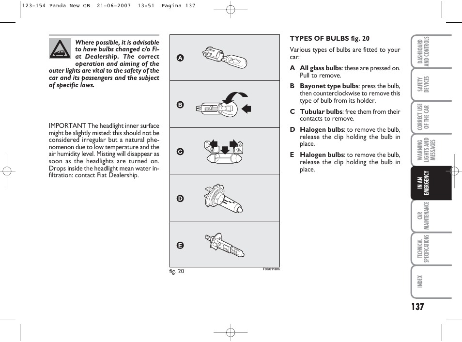 FIAT Panda Classic User Manual | Page 138 / 206