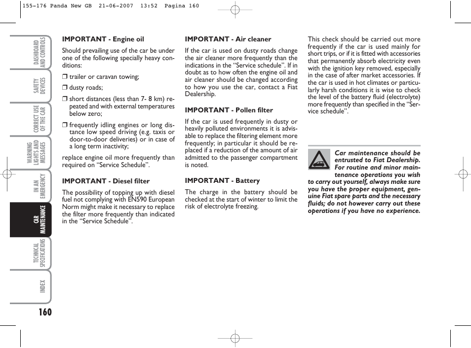 FIAT Panda Classic User Manual | Page 161 / 206