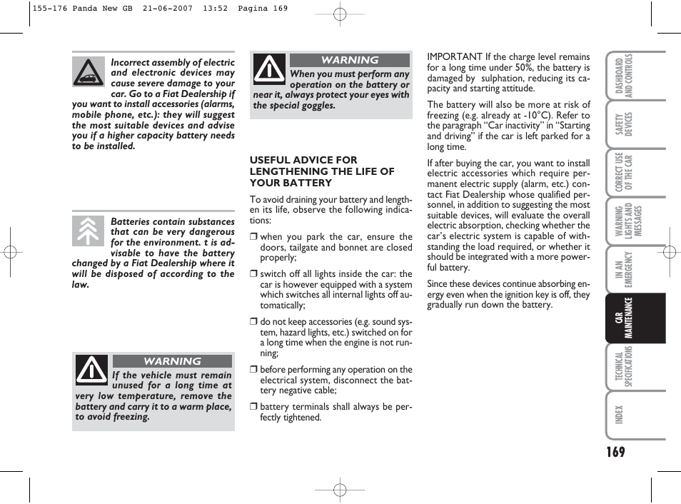 FIAT Panda Classic User Manual | Page 170 / 206