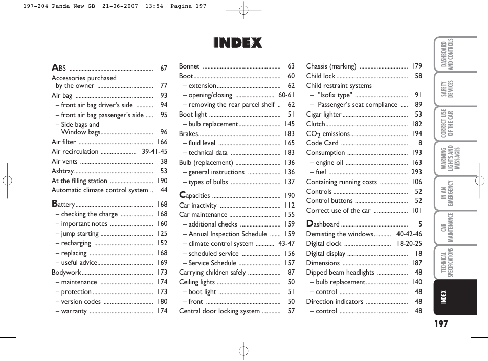 FIAT Panda Classic User Manual | Page 198 / 206