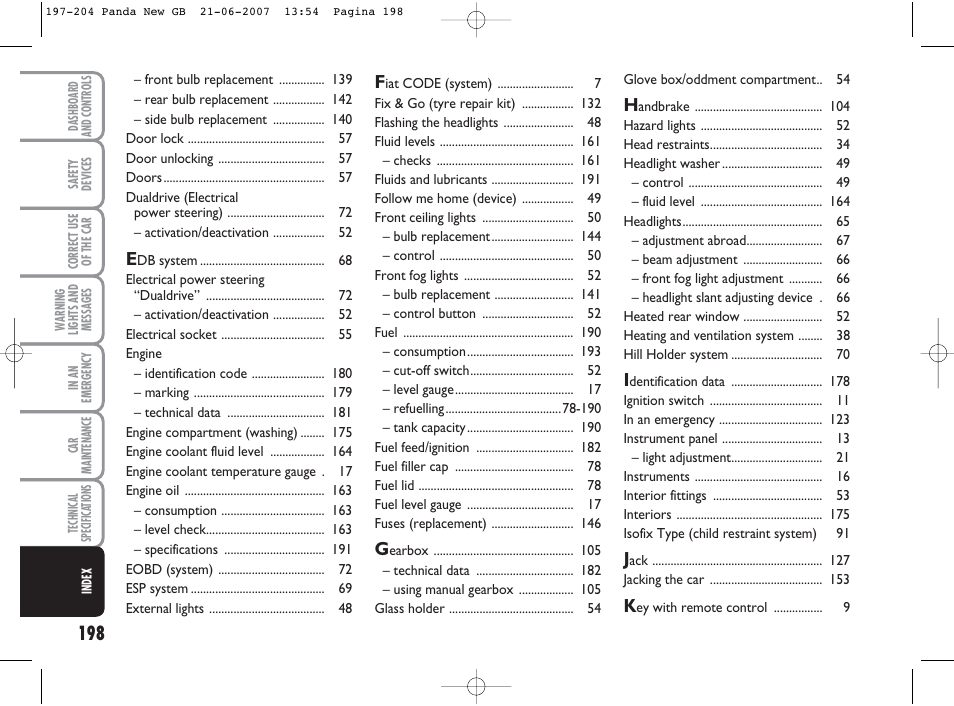 FIAT Panda Classic User Manual | Page 199 / 206