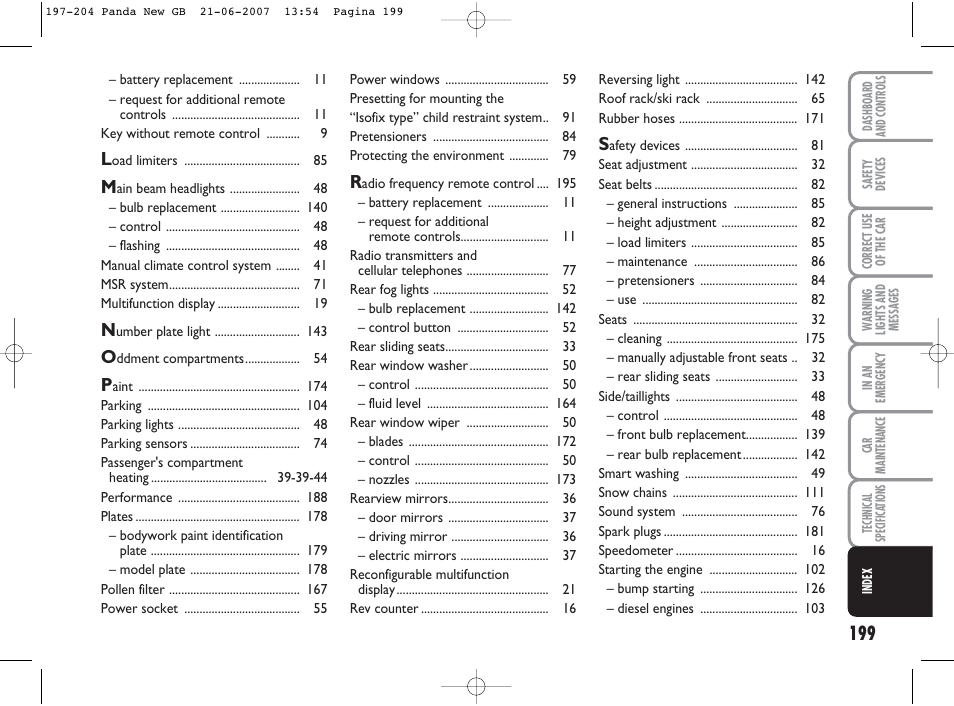 FIAT Panda Classic User Manual | Page 200 / 206