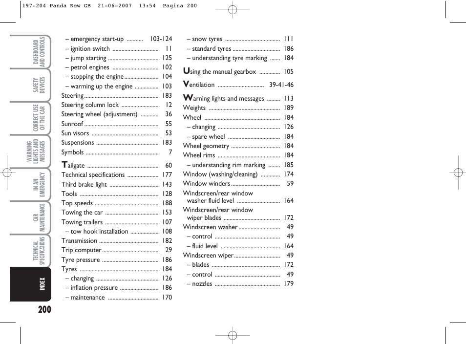 FIAT Panda Classic User Manual | Page 201 / 206