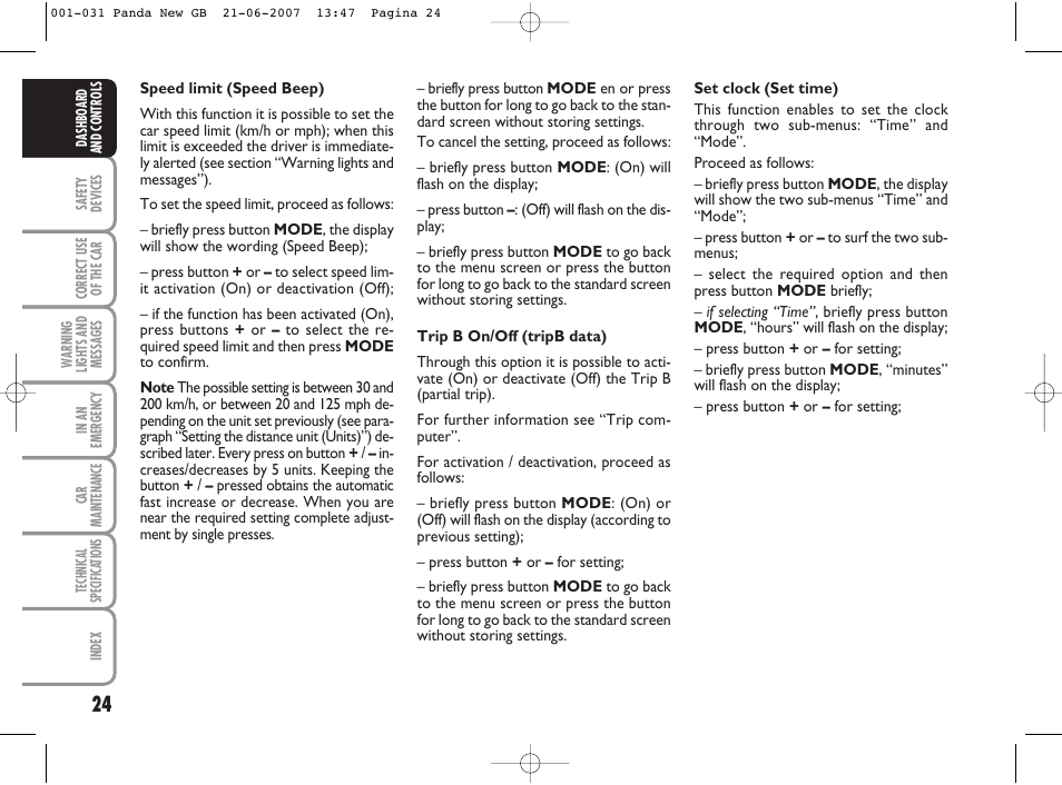 FIAT Panda Classic User Manual | Page 25 / 206