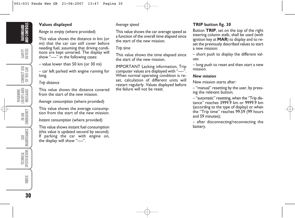 FIAT Panda Classic User Manual | Page 31 / 206