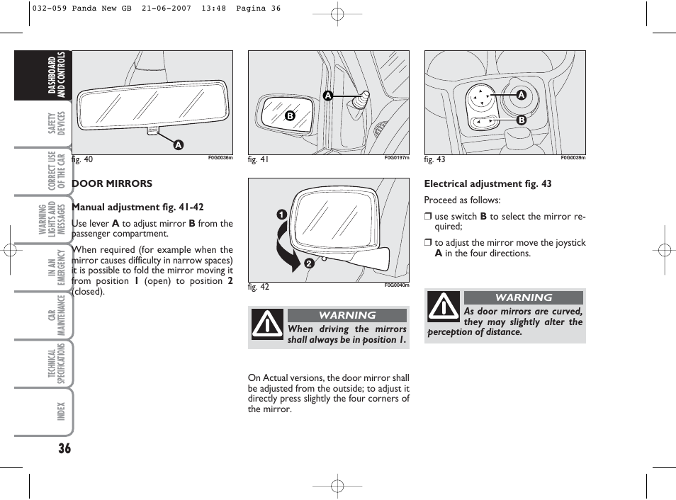 FIAT Panda Classic User Manual | Page 37 / 206