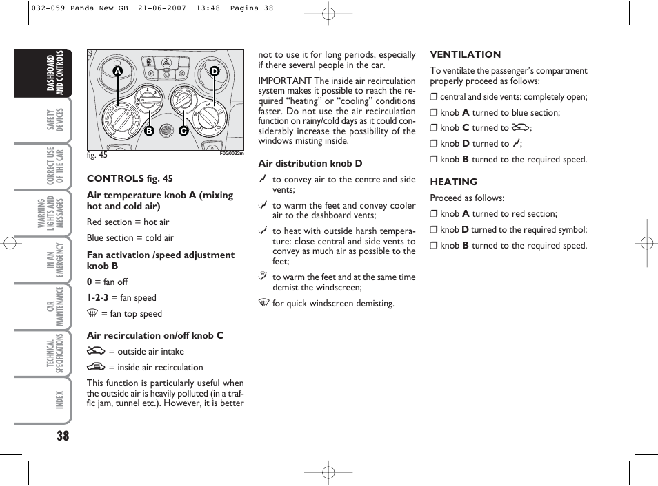 FIAT Panda Classic User Manual | Page 39 / 206