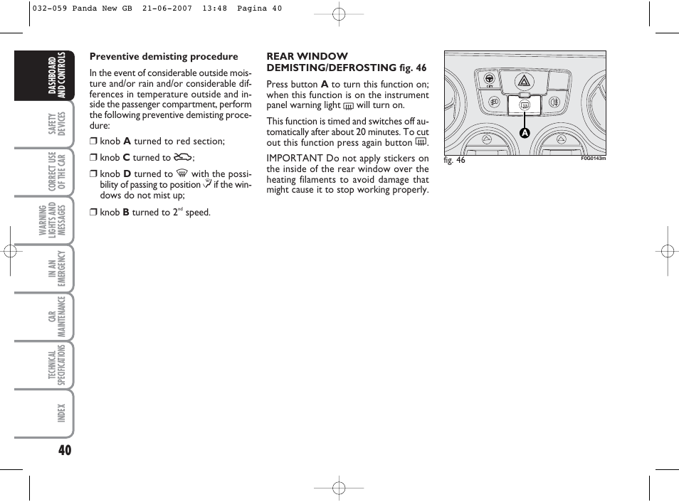 FIAT Panda Classic User Manual | Page 41 / 206