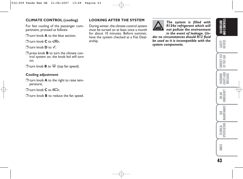 FIAT Panda Classic User Manual | Page 44 / 206