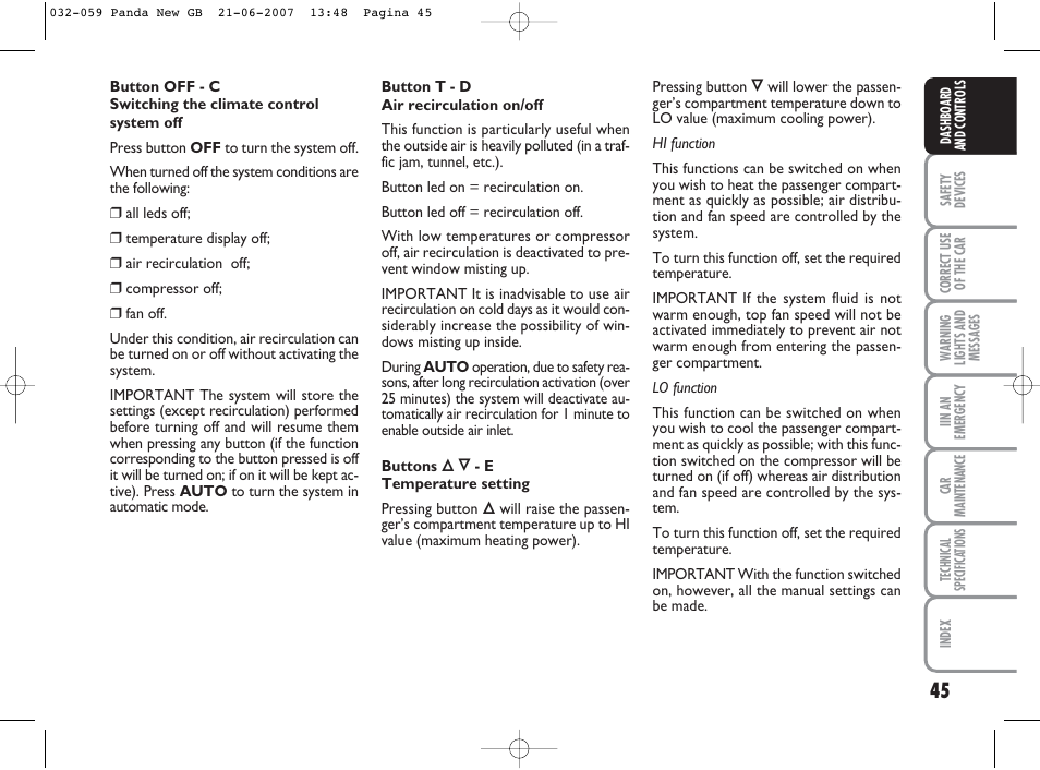 FIAT Panda Classic User Manual | Page 46 / 206