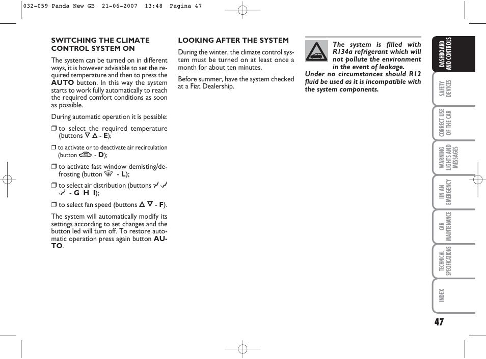 FIAT Panda Classic User Manual | Page 48 / 206