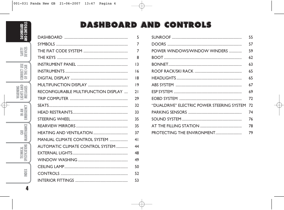 FIAT Panda Classic User Manual | Page 5 / 206