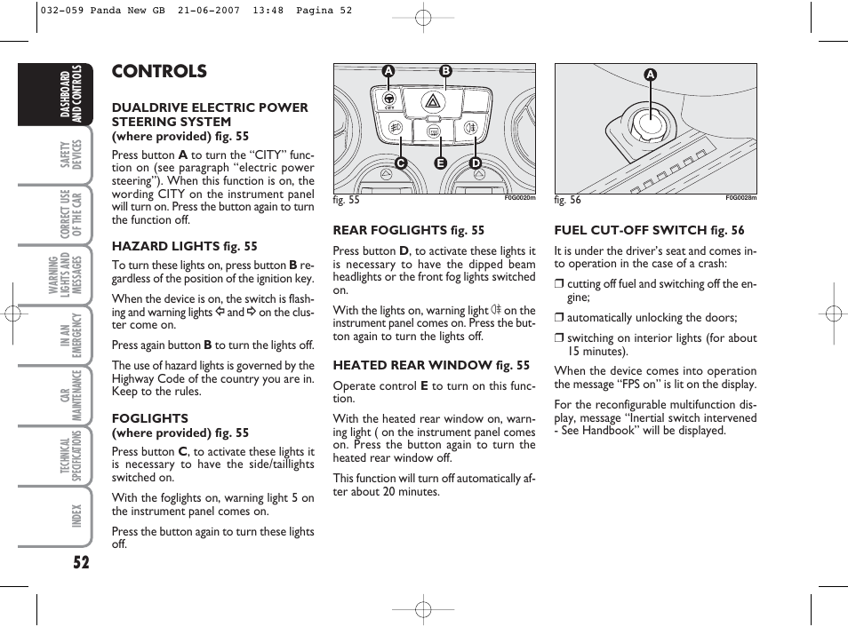 Controls | FIAT Panda Classic User Manual | Page 53 / 206