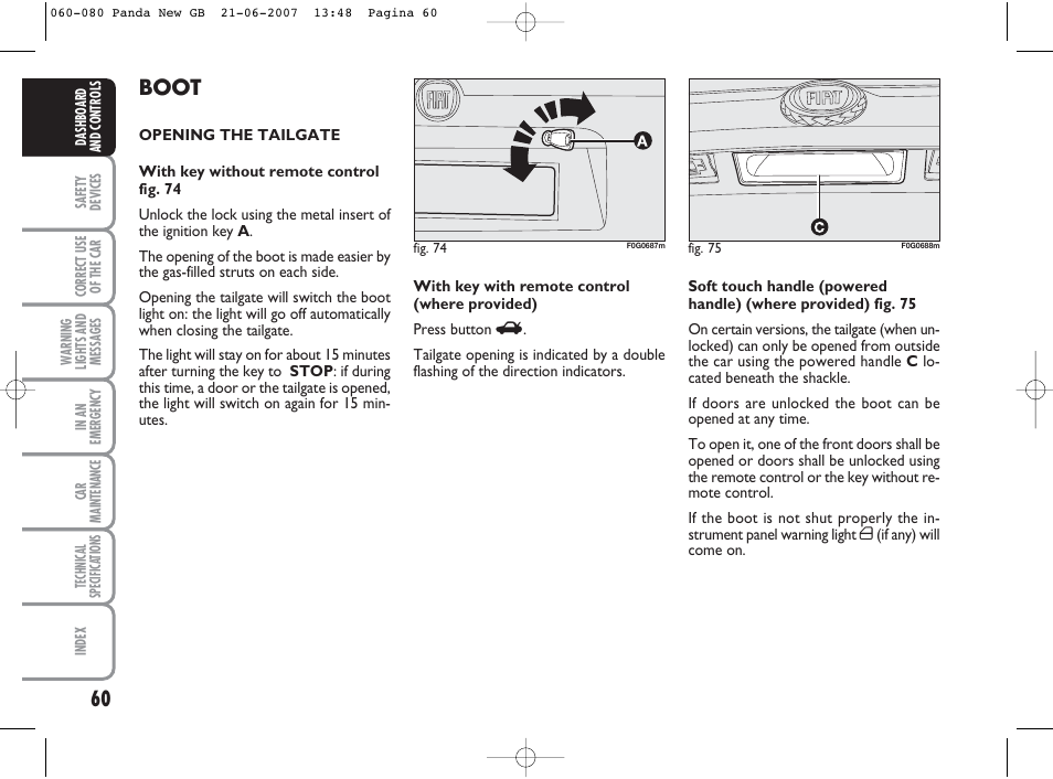 Boot | FIAT Panda Classic User Manual | Page 61 / 206