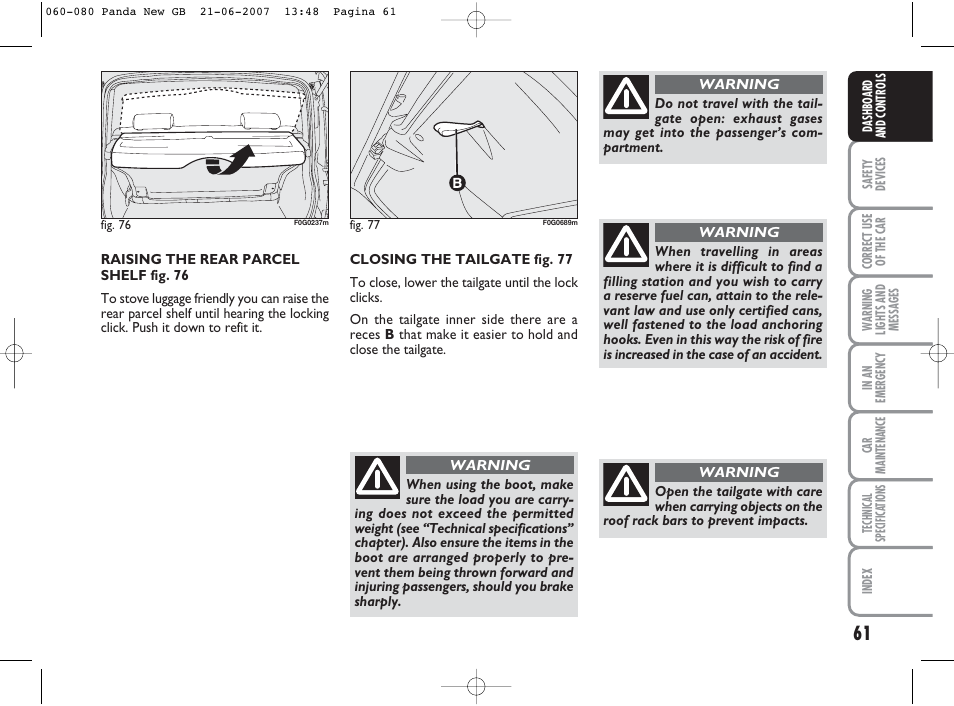 FIAT Panda Classic User Manual | Page 62 / 206