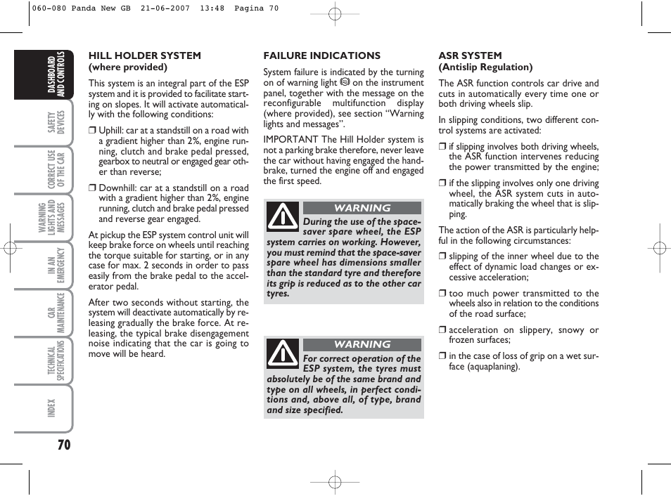 FIAT Panda Classic User Manual | Page 71 / 206