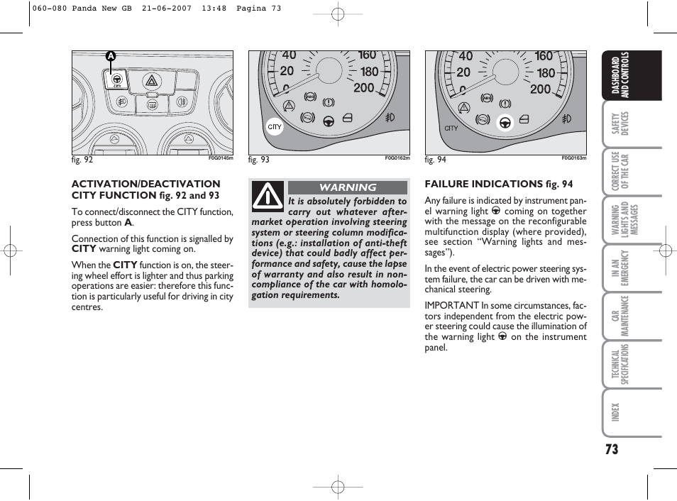 FIAT Panda Classic User Manual | Page 74 / 206