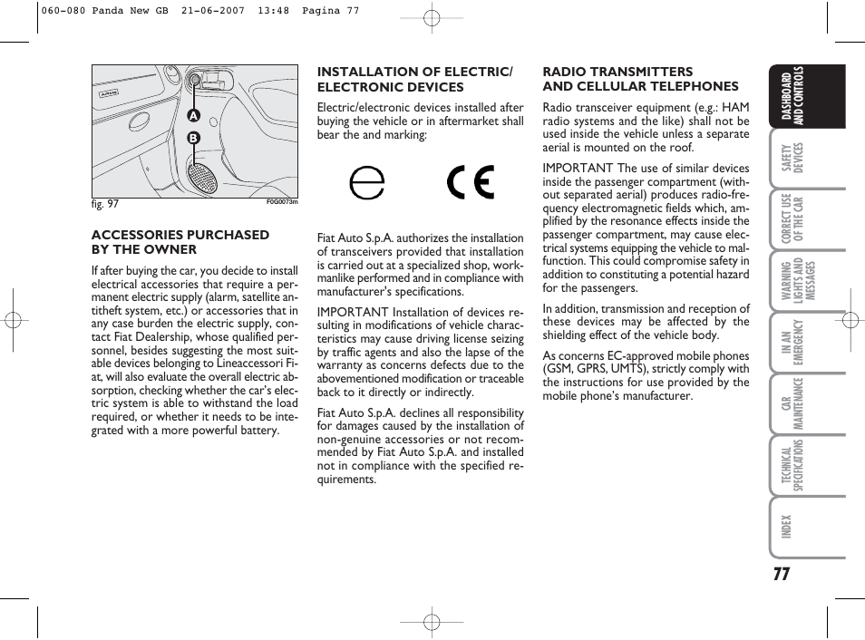 FIAT Panda Classic User Manual | Page 78 / 206