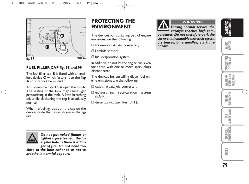 Protecting the environment | FIAT Panda Classic User Manual | Page 80 / 206