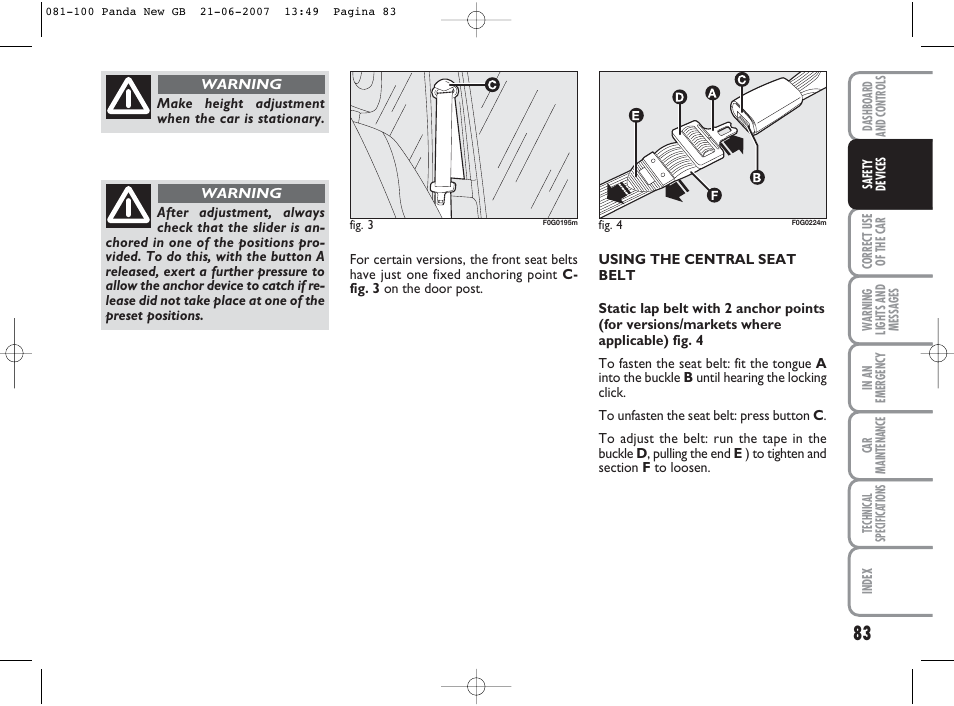 FIAT Panda Classic User Manual | Page 84 / 206