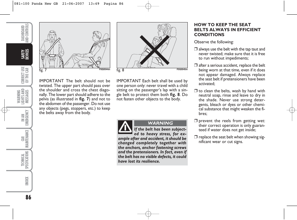 FIAT Panda Classic User Manual | Page 87 / 206