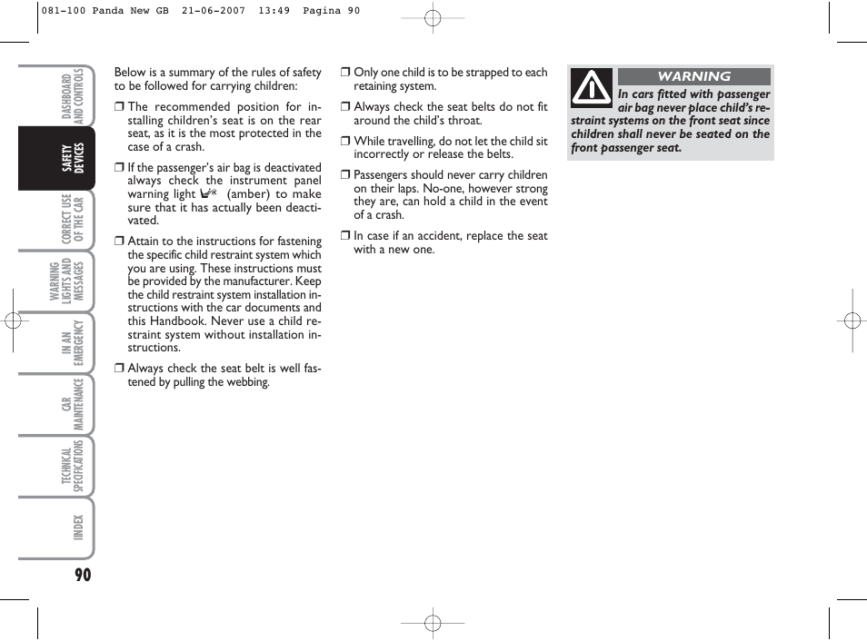 FIAT Panda Classic User Manual | Page 91 / 206