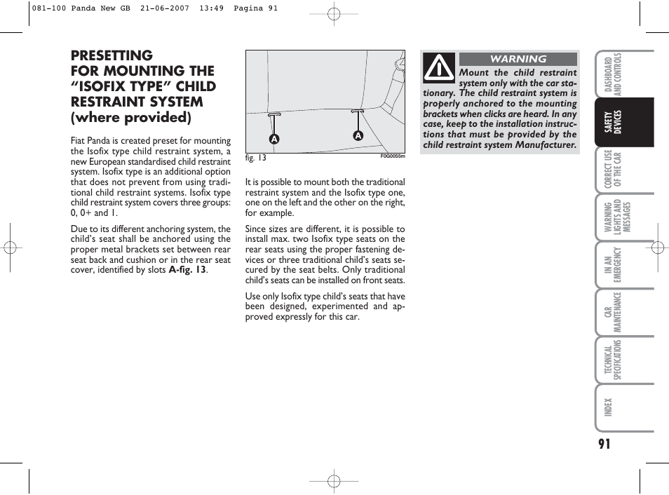 FIAT Panda Classic User Manual | Page 92 / 206