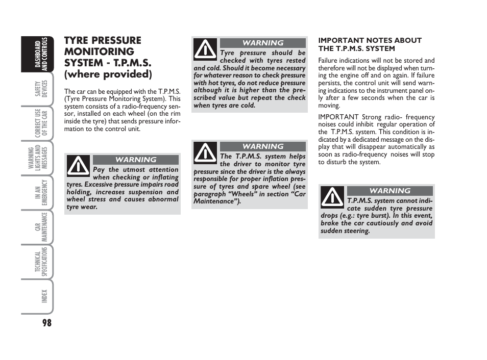 FIAT Grande Punto Actual User Manual | Page 100 / 243