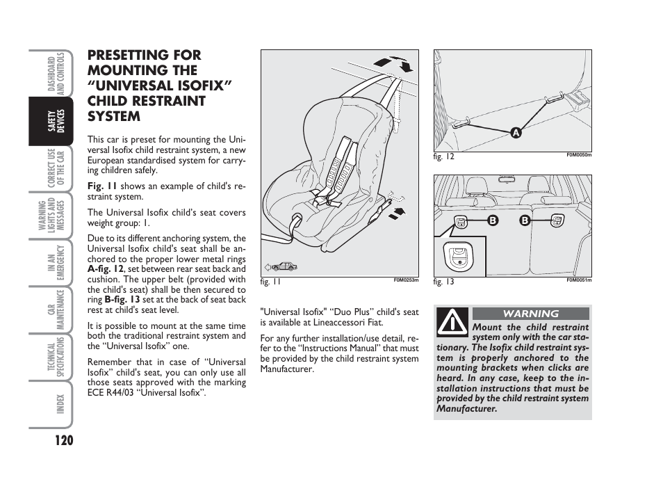 FIAT Grande Punto Actual User Manual | Page 122 / 243