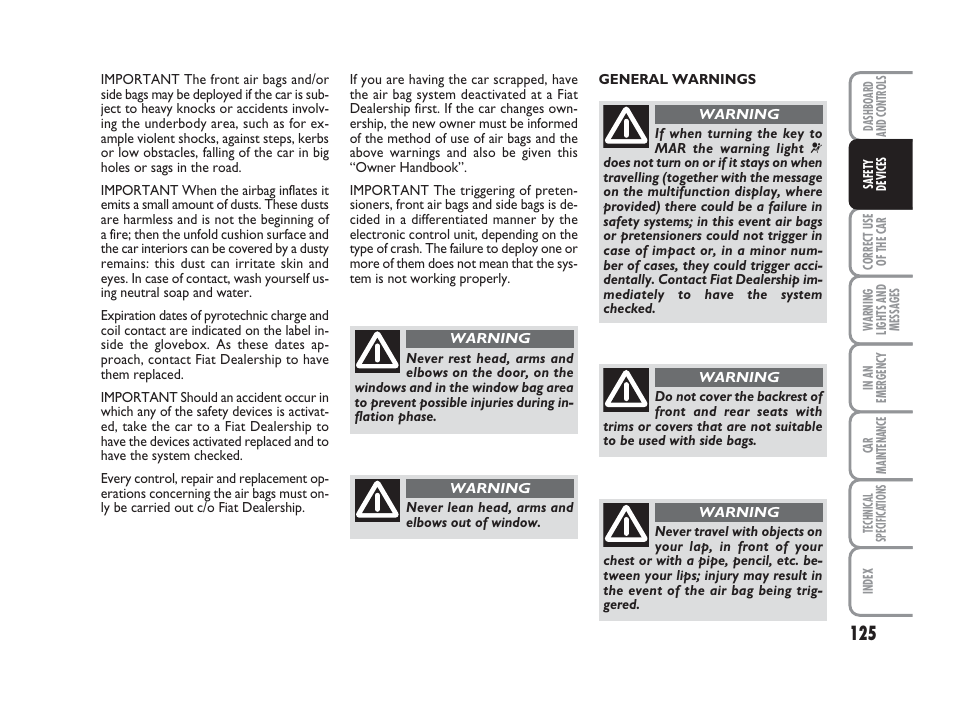 FIAT Grande Punto Actual User Manual | Page 127 / 243