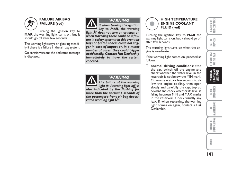 FIAT Grande Punto Actual User Manual | Page 143 / 243