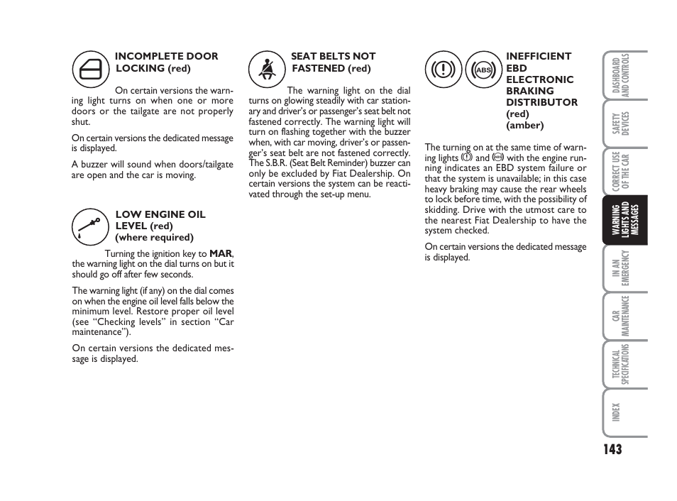 FIAT Grande Punto Actual User Manual | Page 145 / 243