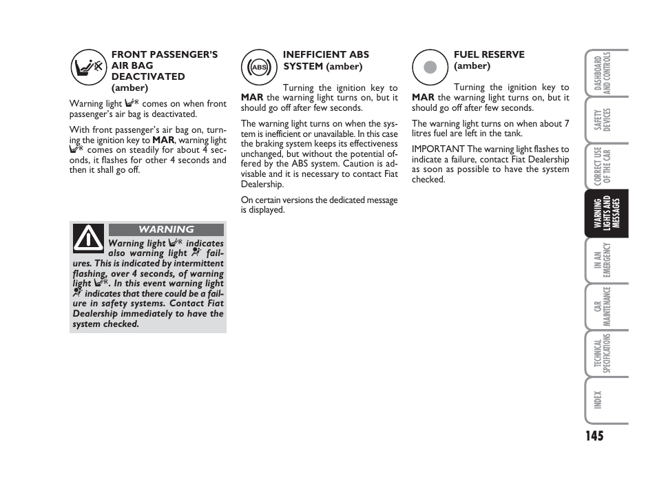 FIAT Grande Punto Actual User Manual | Page 147 / 243