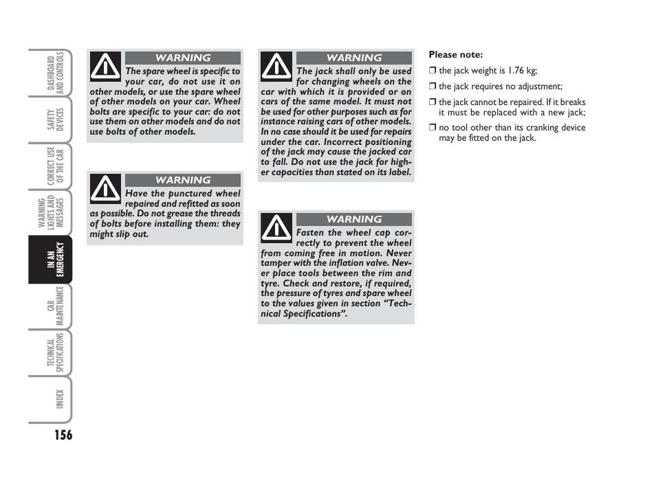 FIAT Grande Punto Actual User Manual | Page 158 / 243