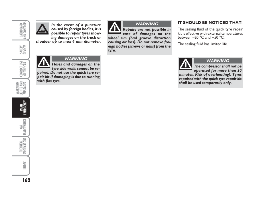 FIAT Grande Punto Actual User Manual | Page 164 / 243