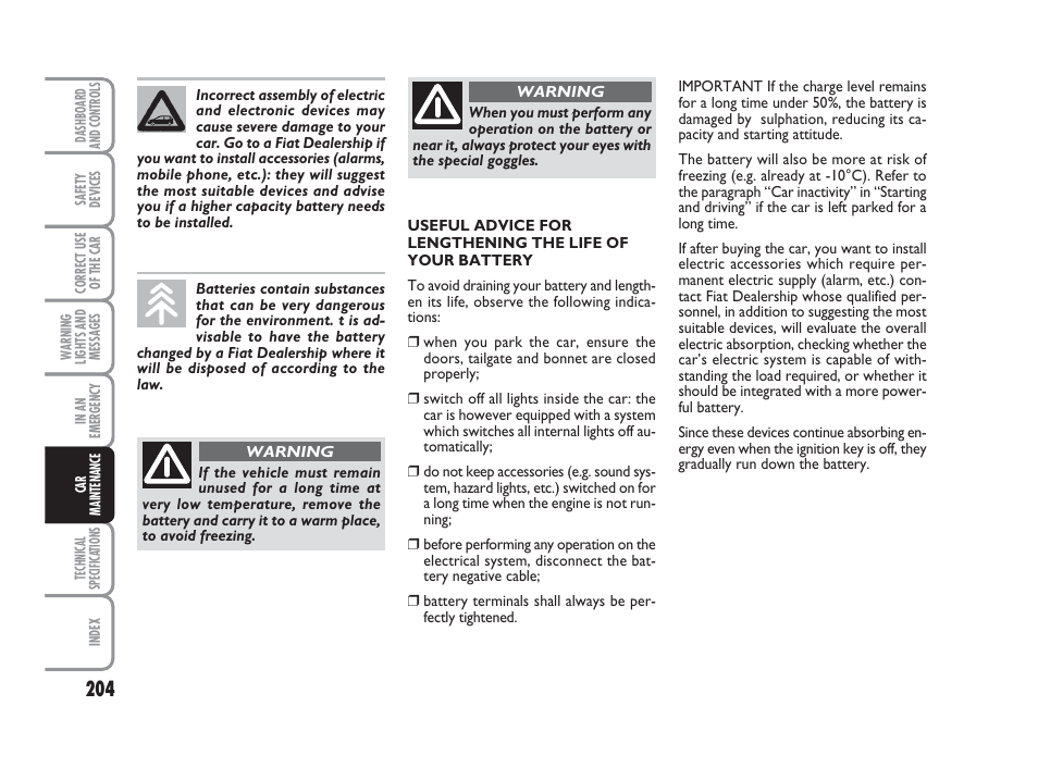 FIAT Grande Punto Actual User Manual | Page 206 / 243