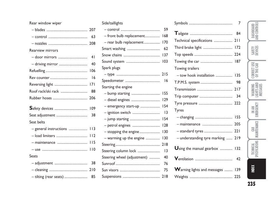 FIAT Grande Punto Actual User Manual | Page 237 / 243