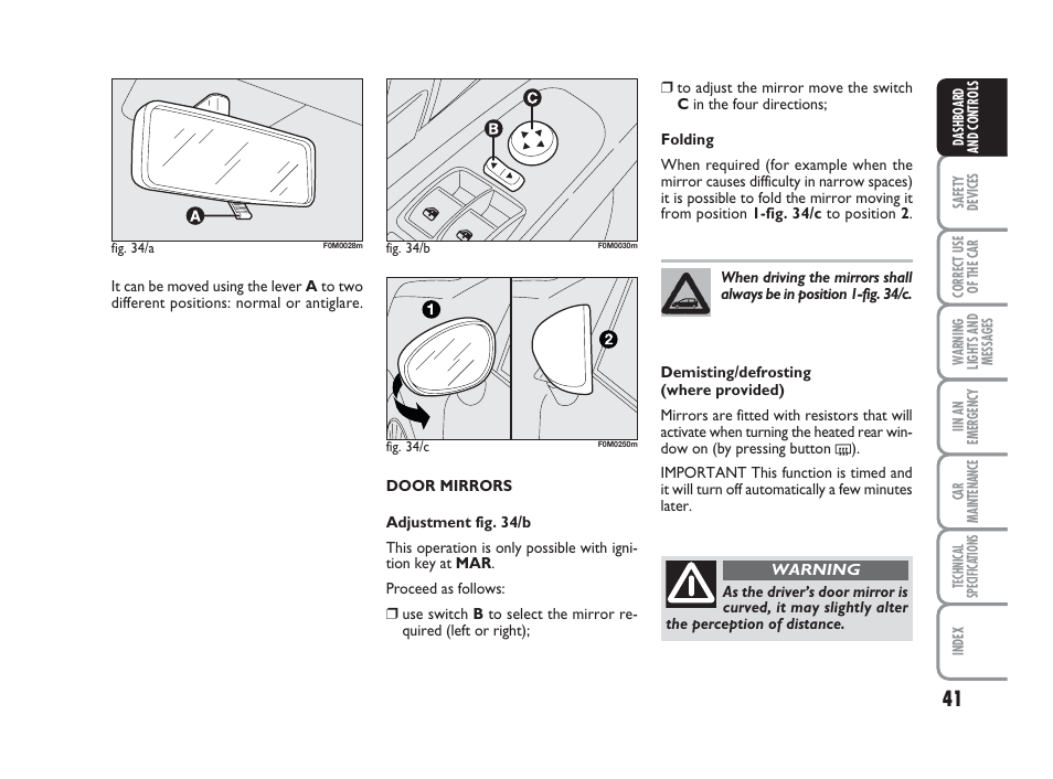 FIAT Grande Punto Actual User Manual | Page 43 / 243