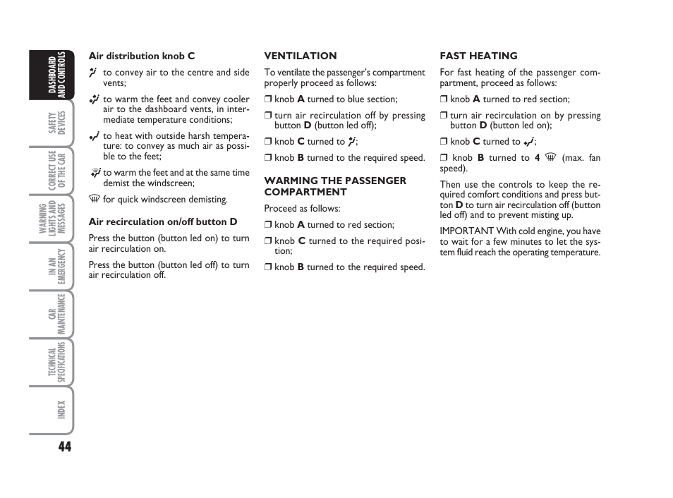 FIAT Grande Punto Actual User Manual | Page 46 / 243