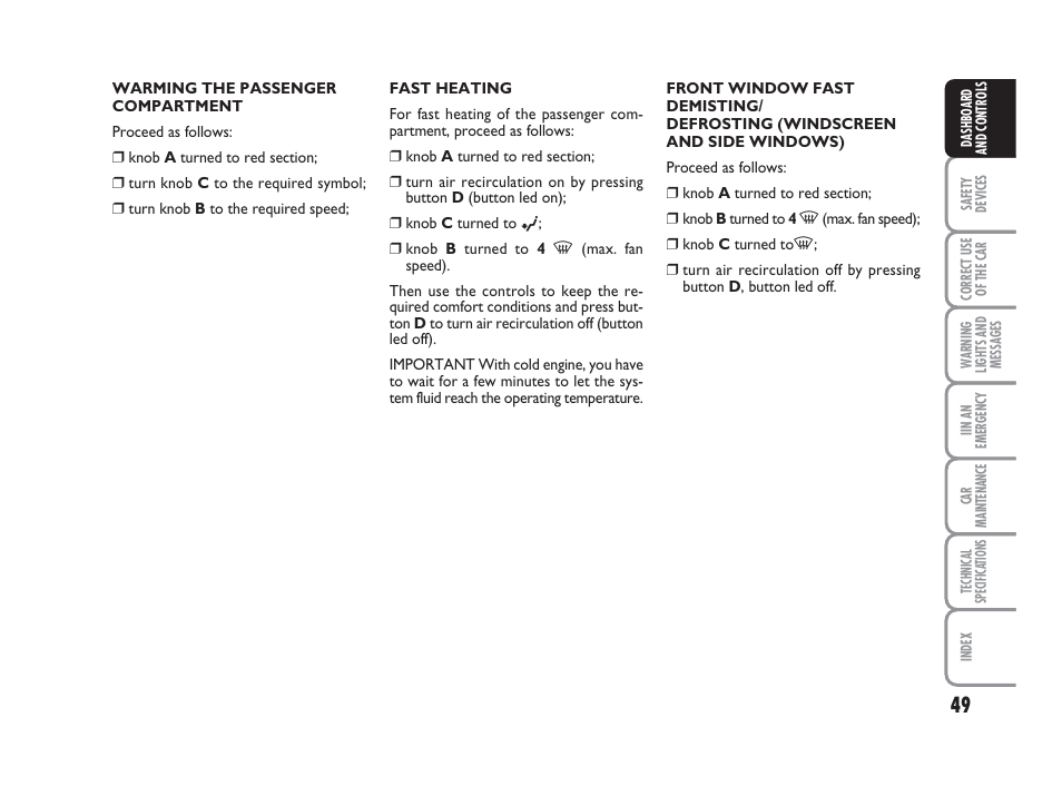 FIAT Grande Punto Actual User Manual | Page 51 / 243