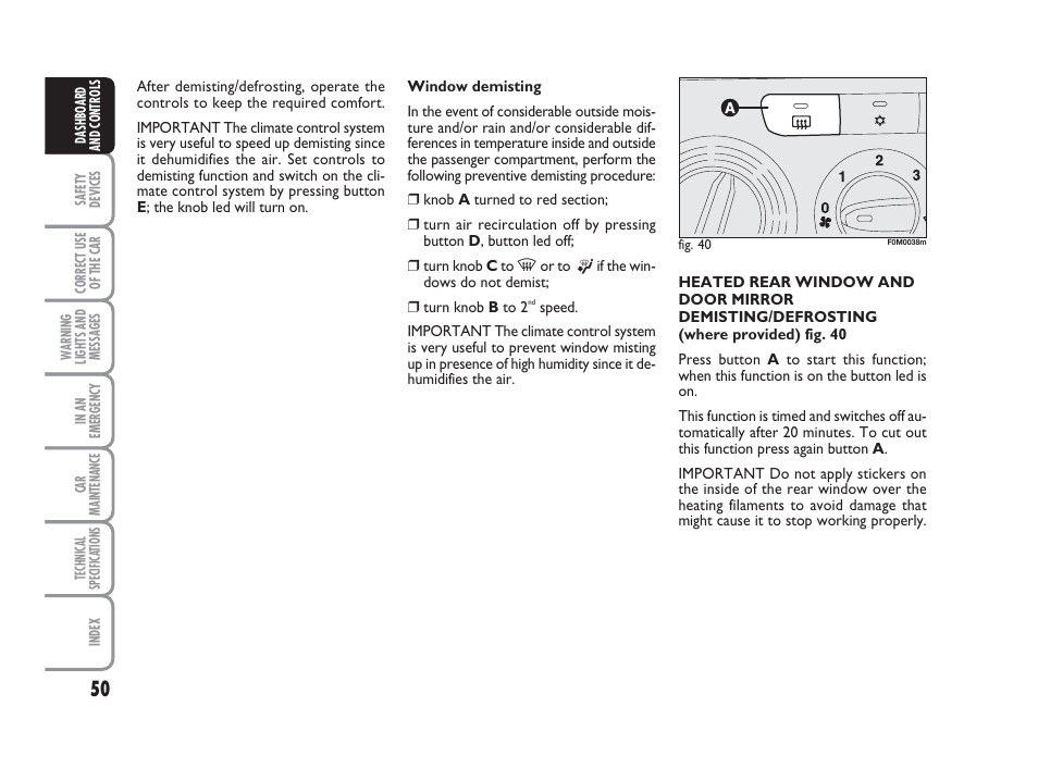 FIAT Grande Punto Actual User Manual | Page 52 / 243