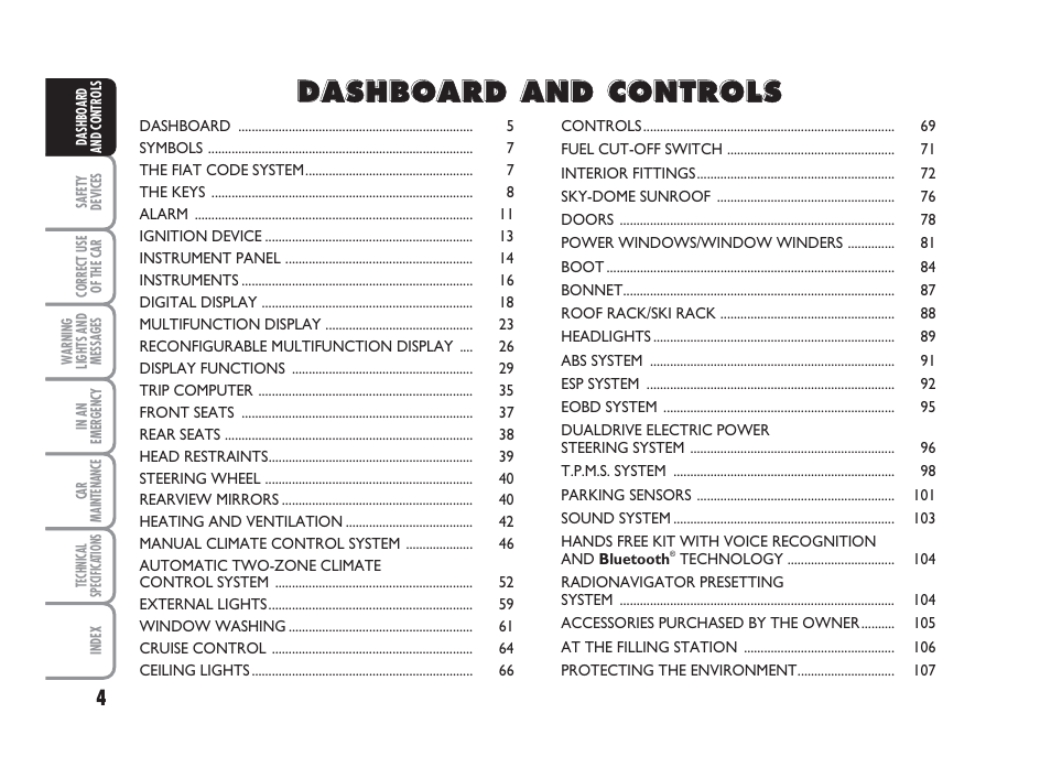 FIAT Grande Punto Actual User Manual | Page 6 / 243