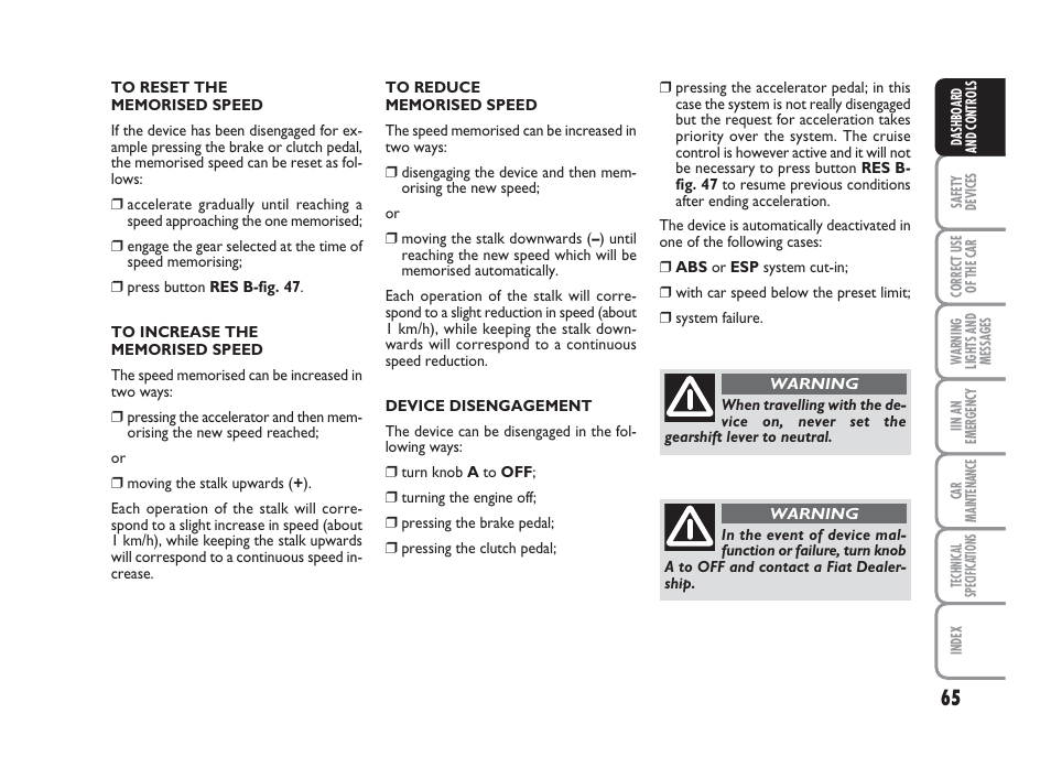 FIAT Grande Punto Actual User Manual | Page 67 / 243