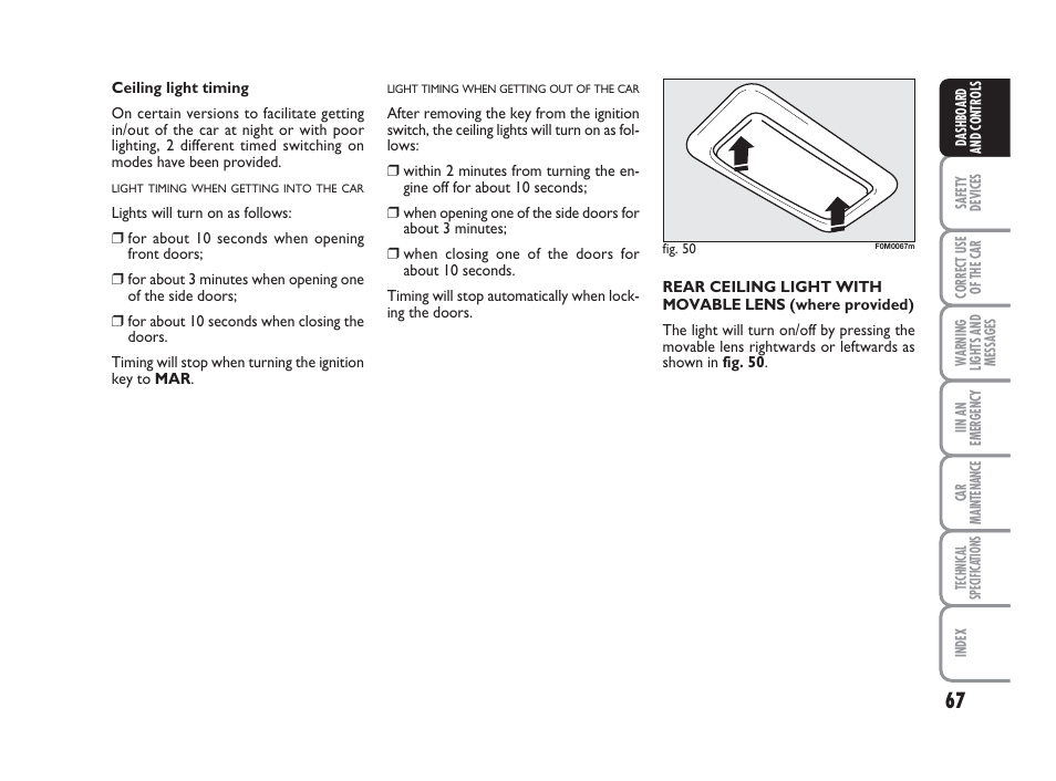 FIAT Grande Punto Actual User Manual | Page 69 / 243