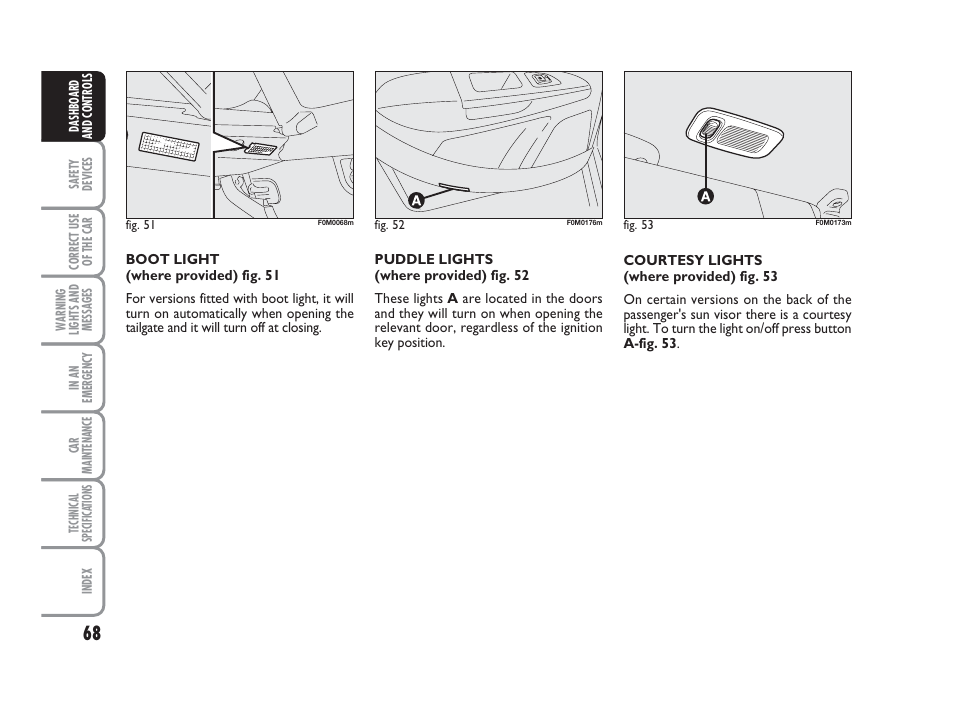 FIAT Grande Punto Actual User Manual | Page 70 / 243